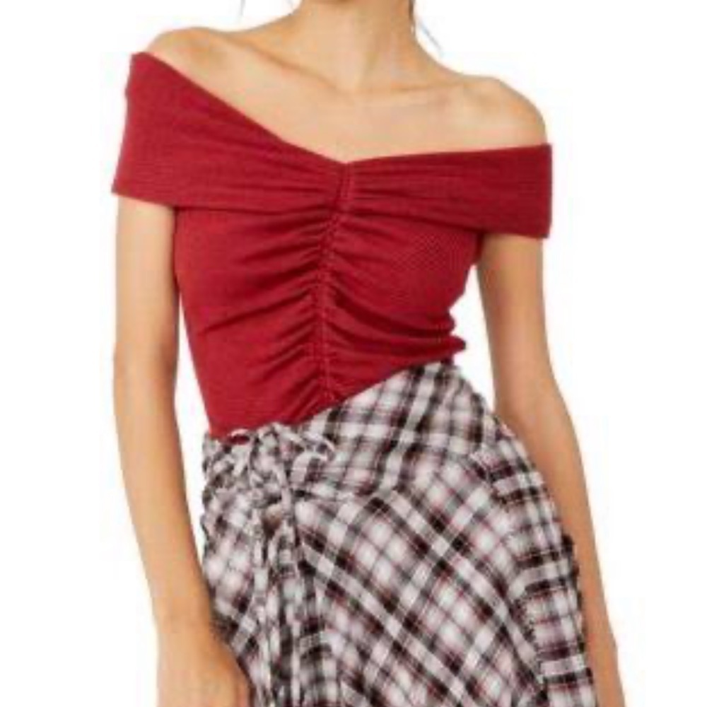 NWT Free People “This Cutie Top Stolen Kiss”  Off-Shoulder Womens Top Sz S